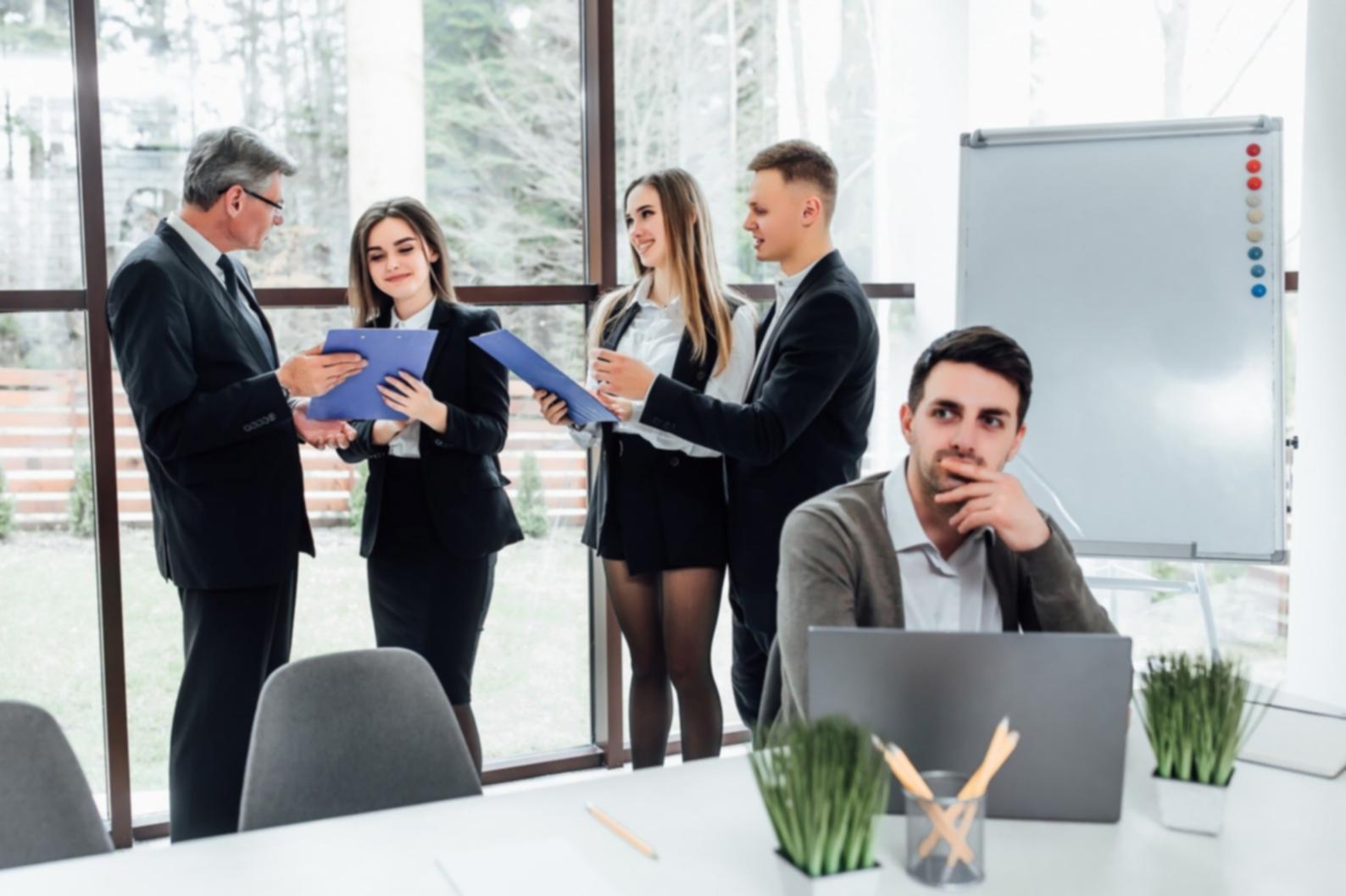 Strategic planning session with charts and financial analysis