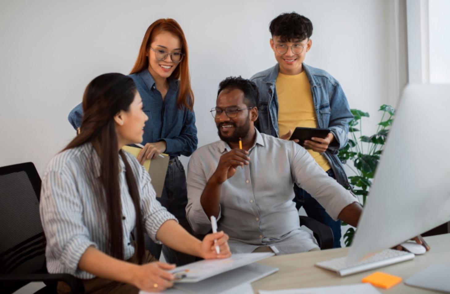 Business meeting discussing budget optimization strategies